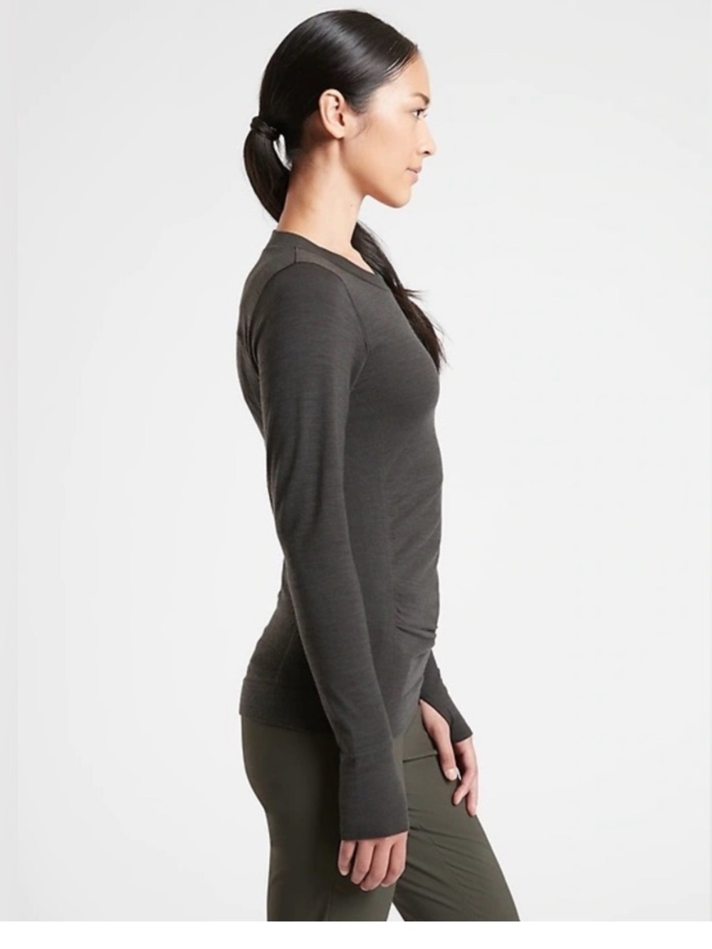 Athleta Foresthill Ascent Top Hiking - Wool Blend - Brown Grey - Medium